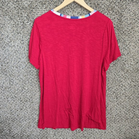 Lane Bryant Top Womens Plus 14/16 Red Crew Neck Short Sleeve‎ Tunic Casual - Picture 7 of 7